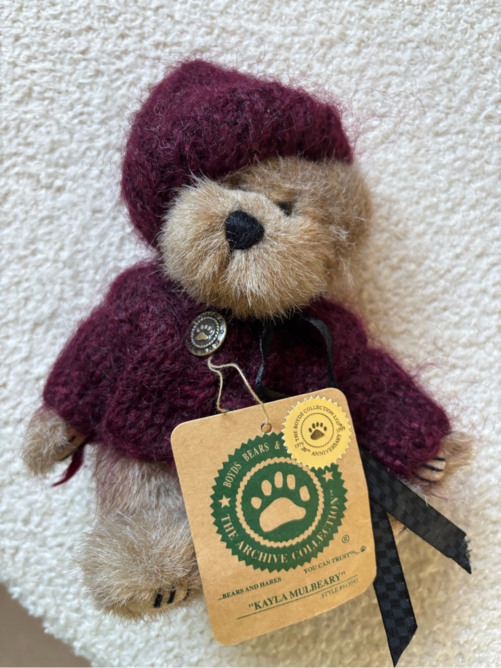 Boyds Bears “Kayla Mulbeary” Archive Collection Plush Bear w/ Hooded Sweater